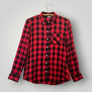 Gap Buffalo Plaid Button Down Plaid Flannel Shirt Women's Size Small Soft
